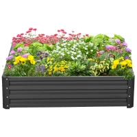 Outsunny Gartenbeet, Pflanzkasten mit Stahlgehäuse, Grau, 120 x 120 x 30 cm(m-12)