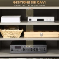HOMCOM Mobile TV Basso per TV 70" max in MDF Grigio con 3 Ripiani Aperti e 2 Armadietti, 160x39x41.2 cm(m-5)