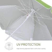 Outsunny 1.7m Beach Umbrella, Portable Parasol with Tilting Function, Carry Bag, Outdoor Sunshade Shelter with 8 Ribs, Green(m-5)