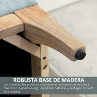 HOMCOM Baúl de Almacenaje para Dormitorio 72L Tapizado en Lino con Patas de Madera 110x39x45 cm Verde Claro(m-6)