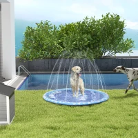 PawHut Dog Splash Pad, Pet Sprinkler Mat, Non-Slip Dog Paddling Pool, Foldable Outdoor Sprinkler and Splash Mat Water Play for Garden, Patio, Summer Fun, 170 cm(m-10)