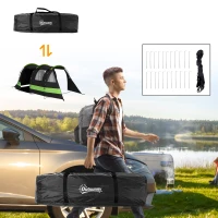 Outsunny Four Man, Two Room Blackout Tent, with Accessories - Black(m-8)