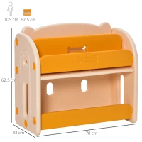 HOMCOM Estantería infantil de Juguetes Librería para Niños con 2 Estantes y Compartimento con Tapa Abatible para Habitación Carga 20 kg 70x33x62,5 cm Amarillo(m-3)