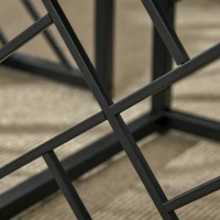 HOMCOM Ensemble de 3 Tables Basses gigognes encastrables Style Industriel métal Noir Aspect Bois Clair(m-9)