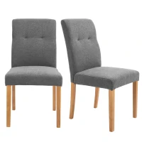 HOMCOM Conjunto de 2 Sillas de Comedor Sillas de Cocina con Respaldo Alto Asiento Acolchado de Tacto de Lino 50x62x96 cm Gris(m-1)