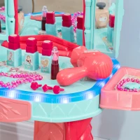 AIYAPLAY Tavolino Toeletta per Bambine con Sgabello, Specchio, Luci e Accessori, in PP e GPPS, 57x34x76 cm, Multicolore(m-7)