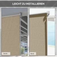 Outsunny Außenrollo, 120 x 185cm, mit Handkurbel, Wand-/Deckenmontage, Aluminiumrahmen, Beige(m-5)