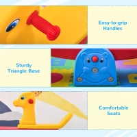 HOMCOM Kids Seesaw Safe Teeter Totter 2 Seats with Easy-Grip Handles, Safe, Indoor Outdoor Living Room Playroom Backyard Equipment, for 1-4 years old Multicolor(m-6)