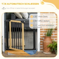 PawHut Türschutzgitter für Hunde, Absperrgitter, Schließautomatik, ohne Bohren, Stahl+Kiefer, schwarz, 82 x 2 x 74 cm(m-6)