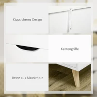 HOMCOM Kommode, Schrank, 5 Schubladen, Kippschutz, modernes Design, Kiefernholz, weiß+hellbraun, 60 x 40 x 77,5cm(m-6)