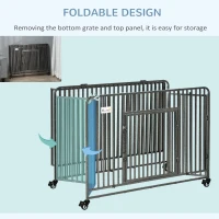 PawHut Foldable Heavy Duty Dog Crate on Wheels, with Removable Tray, for Medium and Large Dogs(m-5)