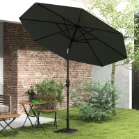 Outsunny Parasol de Jardín de Aluminio  Ø264x253 cm con Ángulo Ajustable Protección UV 50+ Manivela Gris(m-9)