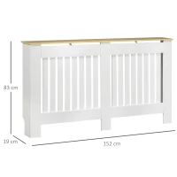 HOMCOM Mobile Copricaloriferi in Legno Truciolare e MDF, Pannello a Doghe e Mensola Superiore, 152x19x83cm, Bianco(m-3)