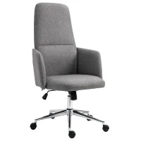 Vinsetto Bürostuhl Ergonomischer Drehstuhl mit Wippenfunktion Armlehne höhenverstellbar Kunstleinen Metall Grau 61 x 67 x 112,5-120,5 cm(m-10)