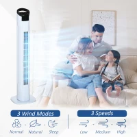 HOMCOM 31" Freestanding Tower Fan, 3 Speed 3 Mode, 7.5H Timer, Oscillating, LED Panel, Remote Control, 31 Inch Standing Fan, White(m-6)