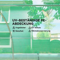 Outsunny Szklarnia Polytunelowa 4 x 3 x 2 m z siecią przeciwsłoneczną, zwijanymi ścianami bocznymi, pokrywą z plastiku, stalową ramą, Zielony(m-6)