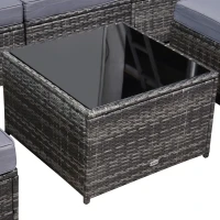 Outsunny 7Pc Rattan Garden Furniture Wicker Sofa & Coffee Table Set Patio Furniture Outdoor with Cushions Grey(m-9)