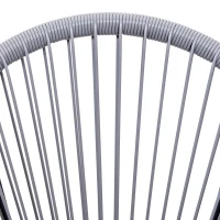 Outsunny Set di 4 Sedie da Giardino Ovali in Rattan PE e Metallo in Stile Boho Chic, Grigio Chiaro(m-7)