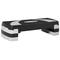 HOMCOM Stepper da Aerobica Regolabile in Altezza 10-15-20 cm Antiscivolo, Nero e Grigio(m-10)