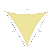 Outsunny Voile d'ombrage Triangulaire Grande Taille 6 x 6 x 6 m Polyester imperméabilisé Haute densité 160 g/m² Sable(m-3)