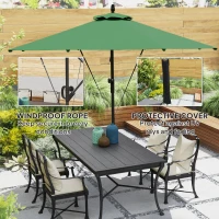 Outsunny 3(m) Garden Cantilever Parasol with Cover and Wind Protection Strap, Round Overhanging Umbrella with Crank Handle and Tilt, Banana Patio Umbrella for Outdoor Sun Shade, UPF50+, Green(m-4)