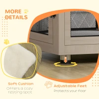 PawHut 2-in-1 Dog Cage & Side Table, with Two Doors, Cushion, for Large Dogs(m-7)
