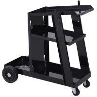 DURHAND Carrello Porta Utensili a 3 Ripiani con 2 Catene di Sicurezza, in Acciaio, 71x39x70 cm, Nero(m-1)