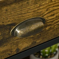 HOMCOM Table Console - Table d'entrée - Table d'appoint  Industriel 2 tiroirs 2 étagères métal Noir en Bois rustique(m-9)