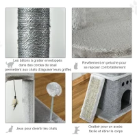 Arbre à chat poteau à griffer multi-niveaux hauteur réglable gris(m-5)