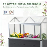 Outsunny Hochbeet mit Frühbeet Aufsatz aus Aluminium für Garten Terrasse Balkon Kräuterbeet Pflanzkasten Grau 113,5 x 61 x 128,5 cm(m-4)
