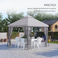 Outsunny Toldo de Repuesto para Pérgola con Techo de Doble Ventilación y 10 Orificios de Drenaje para Patio Jardín 3x3 m Gris(m-6)