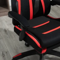 Vinsetto Sedia da Ufficio Ergonomica Altezza Regolabile, Poltrona con Schienale Reclinabile e Poggiapiedi, 65x65x119-129cm, Nero Rosso(m-9)