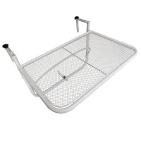 Outsunny Balkonhängetisch Gartentisch höhenverstellbar viereckig Terrasse Metall Weiß L60 x B56,5 x H45 cm(m-1)
