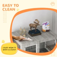 PawHut Indoor Dog Kennel w/ Soft Cushion, Double Door for Large Dogs, 106 x 74 x 81.5cm, Grey(m-8)