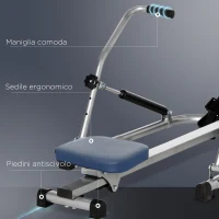 HOMCOM Vogatore Pieghevole, 4 Livelli di Resistenza e Display, Acciaio e ABS, 129x70x70 cm(m-8)