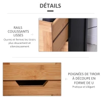 HOMCOM Meuble Colonne Rangement Salle de Bain Style Cosy dim. 30L x 30l x 144H cm 3 étagères 2 tiroirs Bambou Noir(m-5)