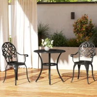 Outsunny Three-Piece Elegant Aluminium Garden Set - Black(m-10)