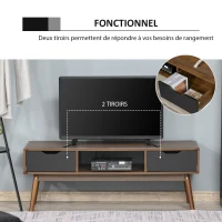 HOMCOM Meuble TV Banc TV avec rangement pour écran jusqu'à 50 pouces Support de Télévision en Bois pour Salon Chambre Aspect Noyer(m-4)