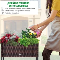 Outsunny Soporte para Jardinera Exterior para Huerto Urbano Mesa de Cultivo Jardinera Rectangular sin Fondo con Estante y Patas para Jardineras Macetas Tiestos 70x30x70 cm Marrón(m-7)