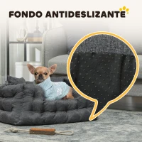 PawHut Cama para Mascotas con 2 Almohadas Colchón para Perros Antideslizante con Funda Extraíble y Lavable 70x50x30 cm Gris(m-7)
