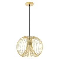 HOMCOM Lámpara Colgante Moderna con Casquillo E27 Máx. 40W y Cuerda Ajustable Lámpara de Suspensión de Metal para Comedor Dormitorio Salón Ø37x150 cm Dorado(m-1)