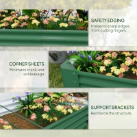 Outsunny 180 x 90cm Galvanised Steel Open Planter - Green(m-7)