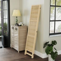 HOMCOM 3-teiliger Raumteiler, 180 cm faltbarer Wandschirm, Freistehender Raumtrenner mit handgewebtem Design für Zuhause, Natur(m-8)