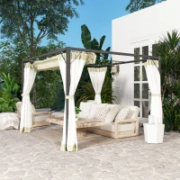 Outsunny 3 x 3m Aluminium Frame Pergola, with Retractable Roof - Khaki(m-9)