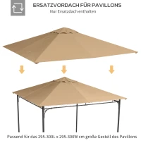 Outsunny Ersatzdach für Gartenpavillon, Polyester, 2,98 x 2,95 m, Beige(m-7)