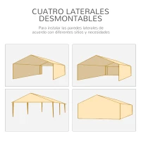 Outsunny Cenador Desmontable de Exterior 6x3 m con 4 Ventanas 2 Puertas con Cremallera 6 Paredes Laterales e Impermeable Blanco(m-5)