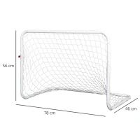 HOMCOM Set de 2 mini cages de football pour enfant - ballon, pompe, piquets inclus - 78L x 46l x 56H cm - métal blanc(m-3)