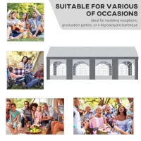 Outsunny 8m x 4m Marquee Gazebo with Sides, Level 4 Wind Protection & Waterproof, Light Grey(m-4)
