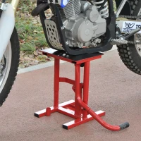 HOMCOM Caballete tipo Soporte Elevador de Motocross de Acero Plataforma tipo Peana Universal para Reparación y Estacionamiento Accesorio de Motos Altura Ajustable 28x34x30-40cm Carga 150kg Color Rojo(m-2)