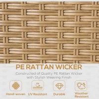 Outsunny 4 PCS Outdoor PE Rattan Sofa Set, Patio Twin Wicker Aluminium Frame Conversation Furniture w/ Adjustable Wood Grain Plastic Table-top Table & Thick Cushion for Garden, Backyard, Lawn, Khaki(m-4)